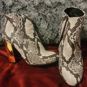 Snakeskin booties